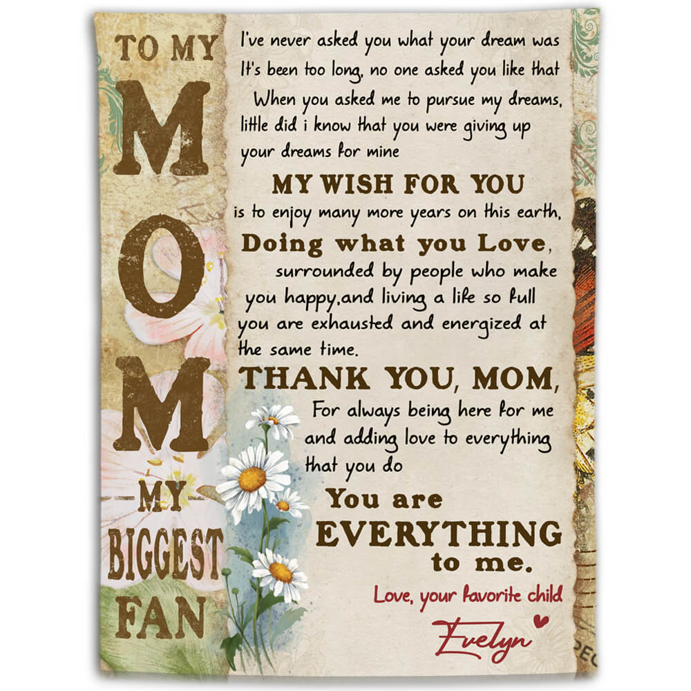 Personalized Mother's day fleece blanket gifts for Mom To my Mom my Biggest  Fan - Unifury