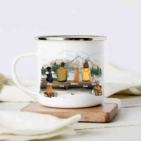 Personalized Dog Campfire Mug Gifts For Dog Lovers - Dog & Couple - Hiking - Mountain