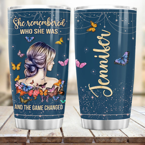 “Remembered Who She Was And The Game Changed” Personalized Fat Tumbler