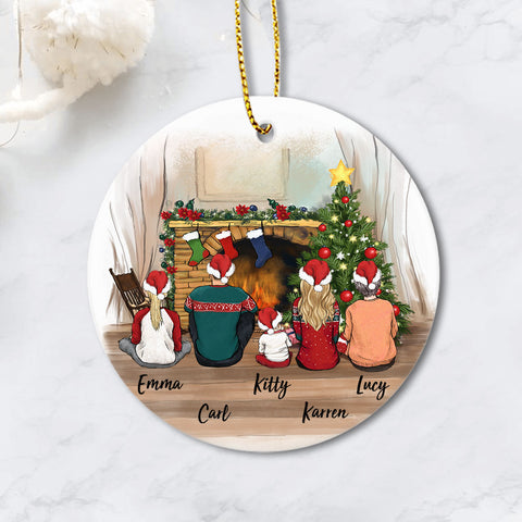 Personalized Christmas Ornament Family Farmhouse Round First
