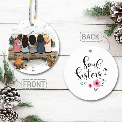 There's No Greater Gift Than Friendship - Personalized Aluminum Ornament -  Family Sitting