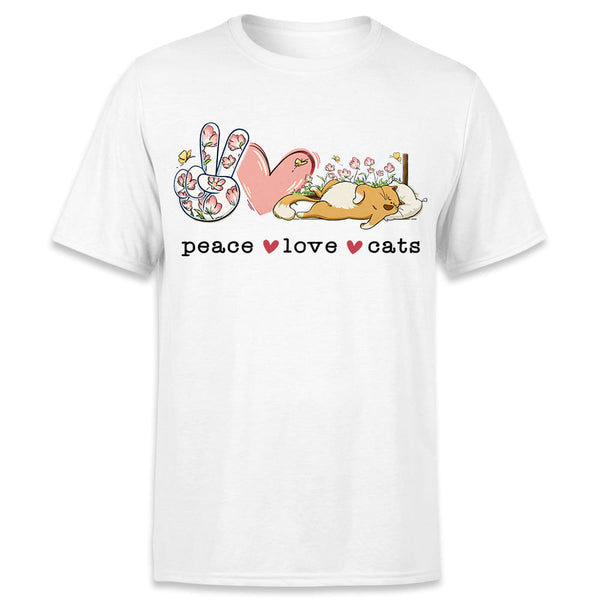 Peace Love Cat T-Shirt Gifts for Cat Lovers