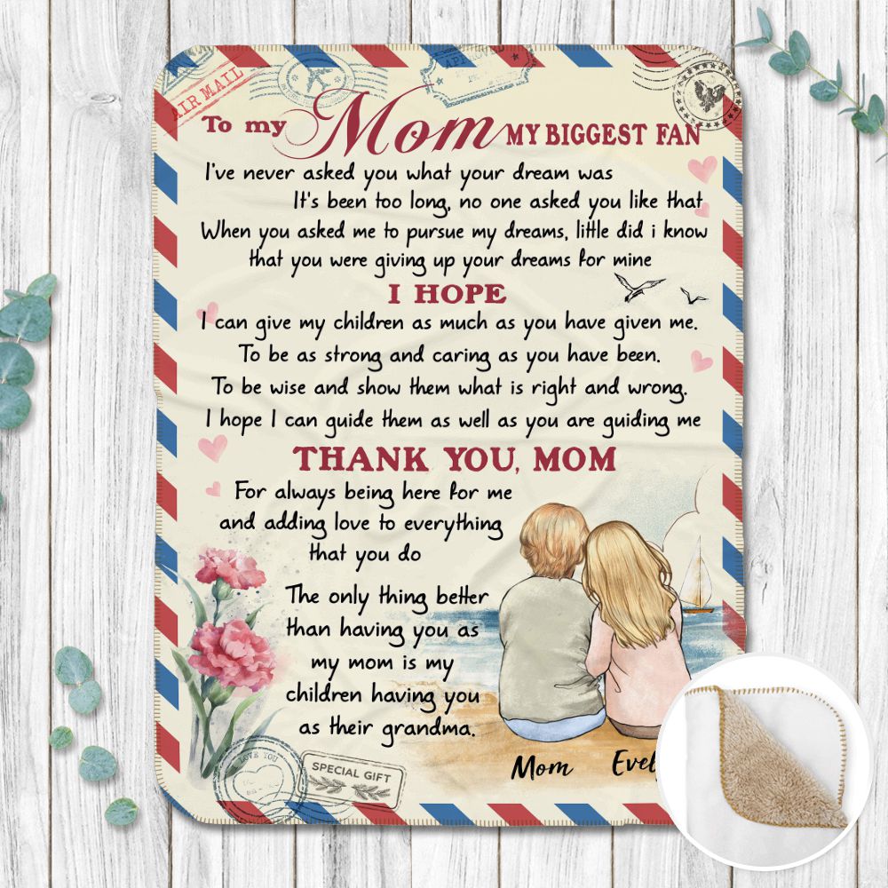 Personalized Mother's day fleece blanket gifts for Mom To my Mom my Biggest  Fan - Unifury