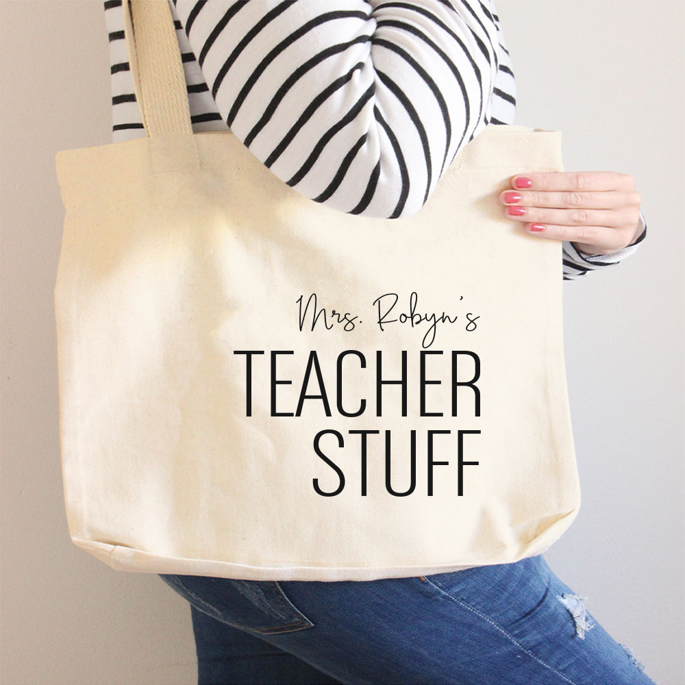 Personalized Teacher Canvas Tote Bag, Teacher Name Bag, Canvas Tote Bag  Gifts, Custom Teacher Gifts, Gifts for Teacher, Thank You Teacher Gifts