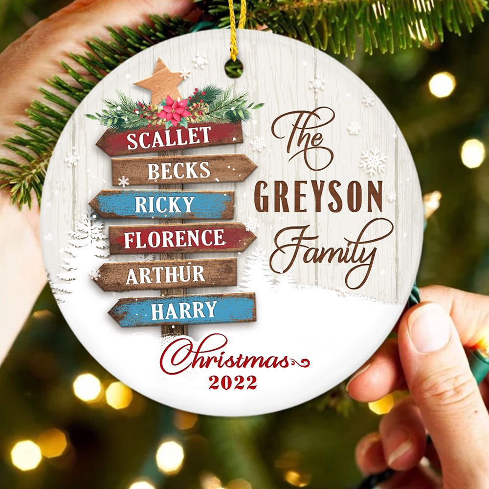 Personalized Family Ceramic Ornament Gifts - Christmas Signpost - Cust -  Unifury