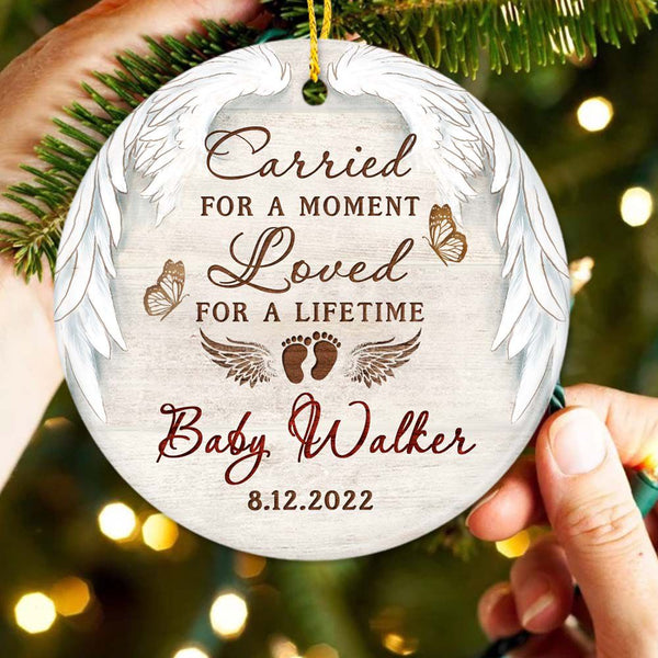 Personalized Memorial Christmas Ceramic Ornament Gifts - Carried For A Moment