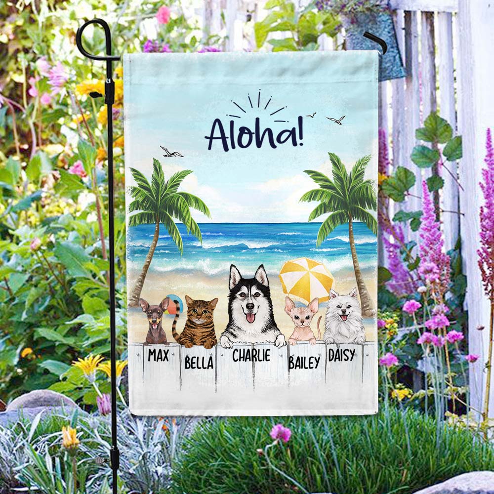 Personalized gifts for dog lovers garden flag - Summer Beach