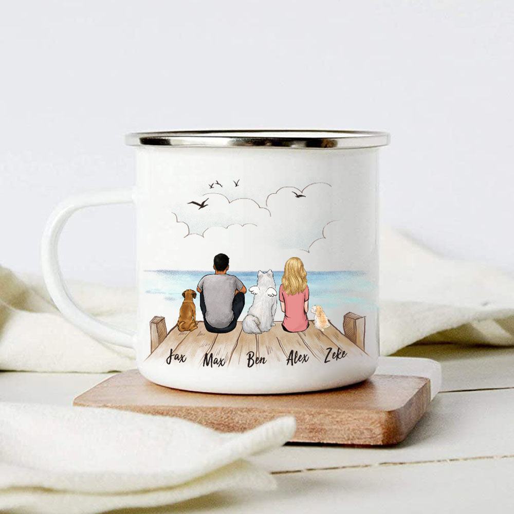 Custom Coffee Dog Mugs - Couple and Dog - Life is Better With A Dog