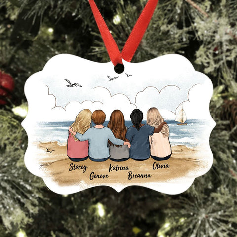 There's No Greater Gift Than Friendship - Personalized Aluminum Ornament -  Family Sitting