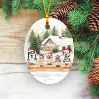 Thumbnail for Personalized Ceramic Ornament  gifts for dog cat lovers - Christmas Wooden Fence