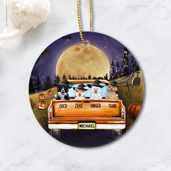 Halloween Ceramic Ornament Gifts For Dog Cat Lovers - Pickup Truck