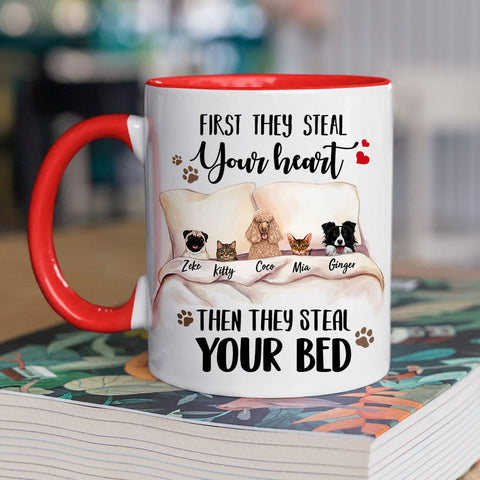 Custom Accent Mug For Pet Lovers - First They Steal Your Heart