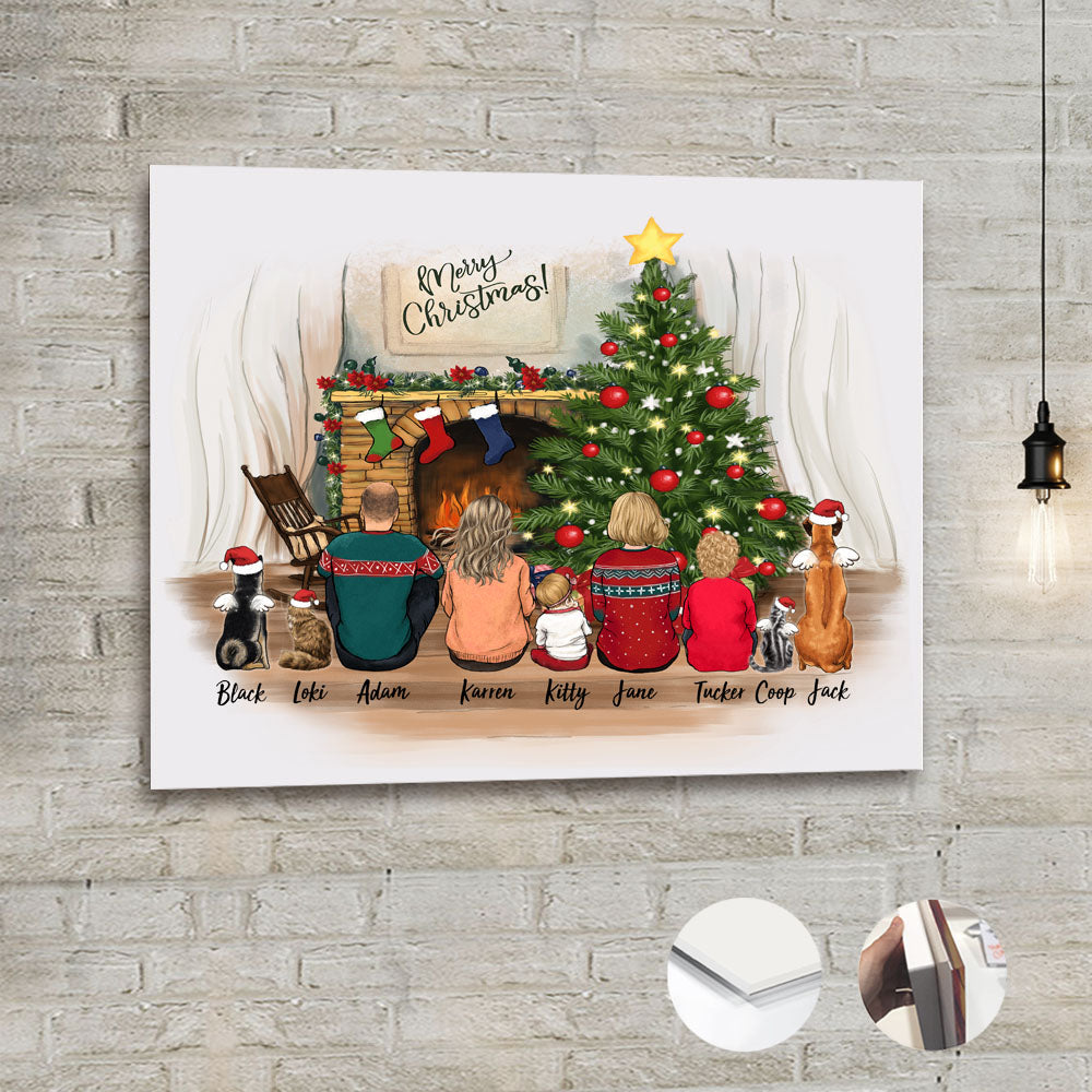Personalized Whole Family & Dog & Cat Digital Art (up to 5) Christmas  Blessings