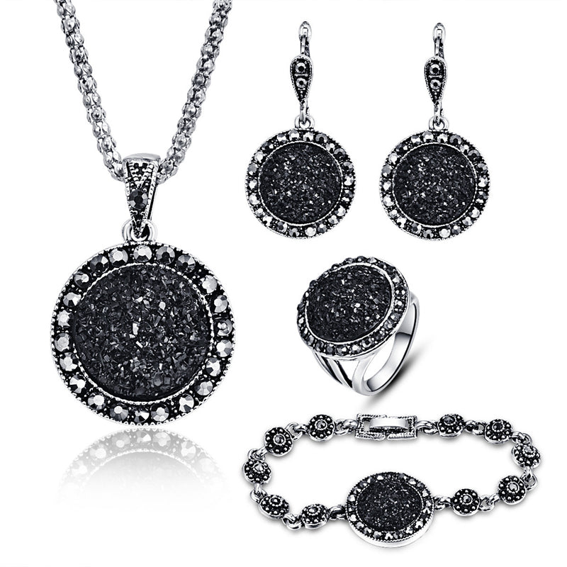 Betere 1 set Vintage Strass Ketting Oorbellen Armband Ring Set Bohemen OP-61