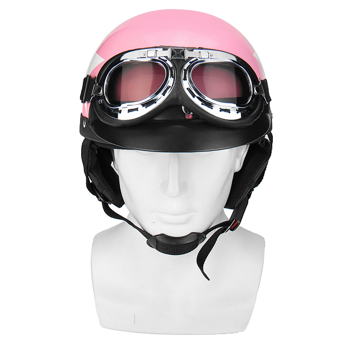 Retro roze  motorfiets half gezicht helm  Biker Scooter met 