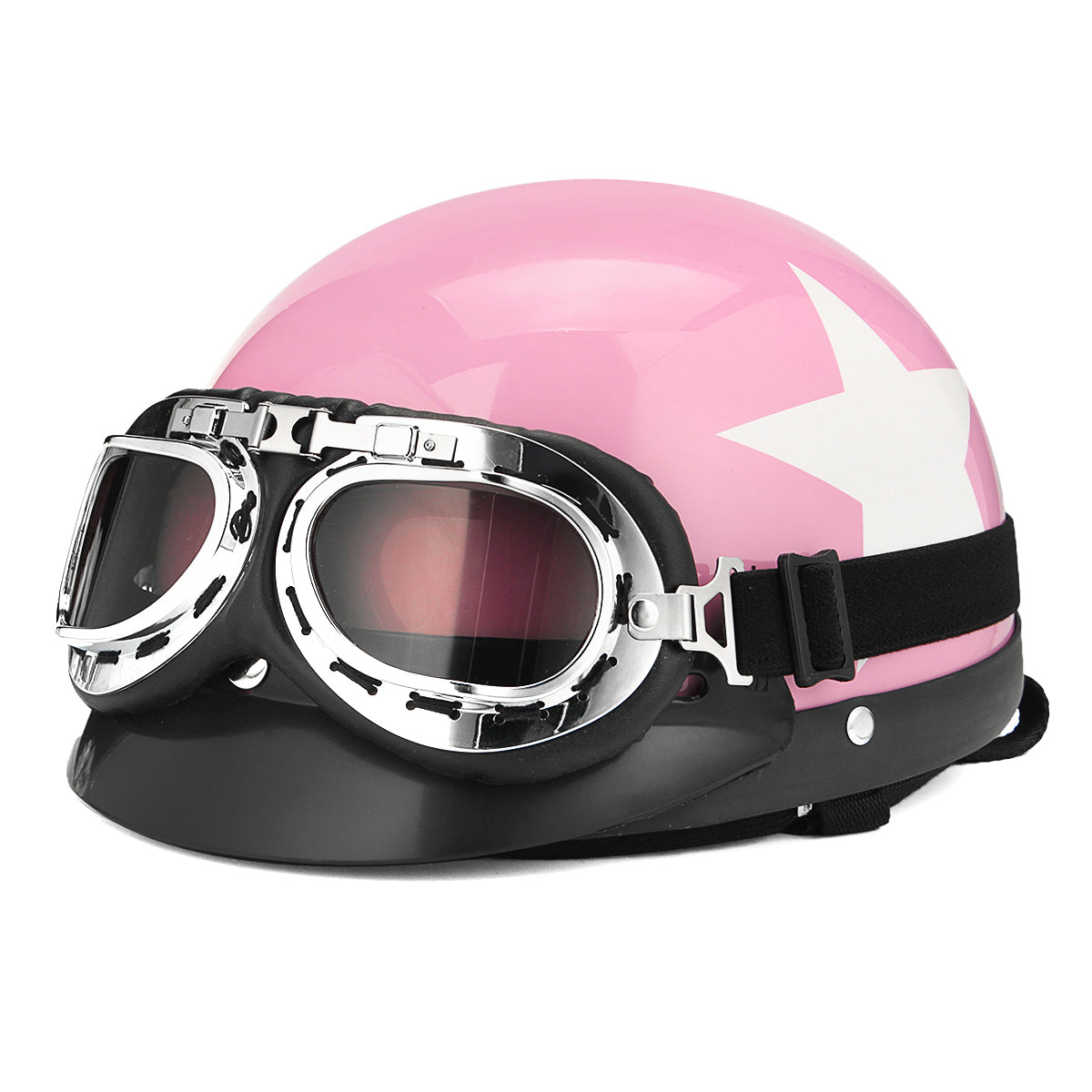 Retro roze  motorfiets half gezicht helm  Biker Scooter met 