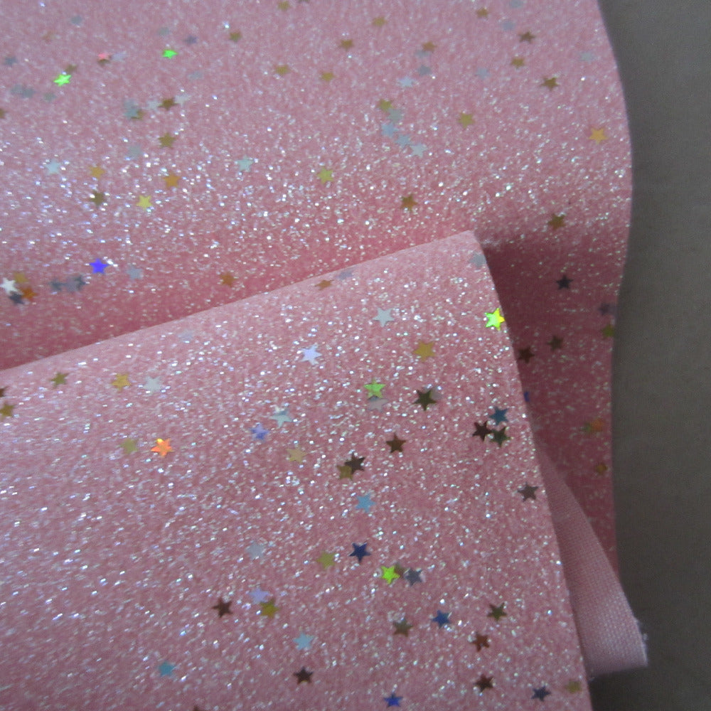 Hedendaags 30 cm x 138 cm fijne glitter stof baby roze met gouden sterren IW-25