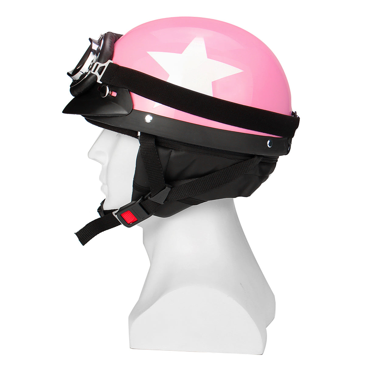 Retro roze  motorfiets half gezicht helm  Biker Scooter met 