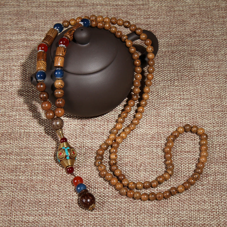 Welp Vintage etnische houten kralen ketting Nepal Agaat voor mannen RH-82