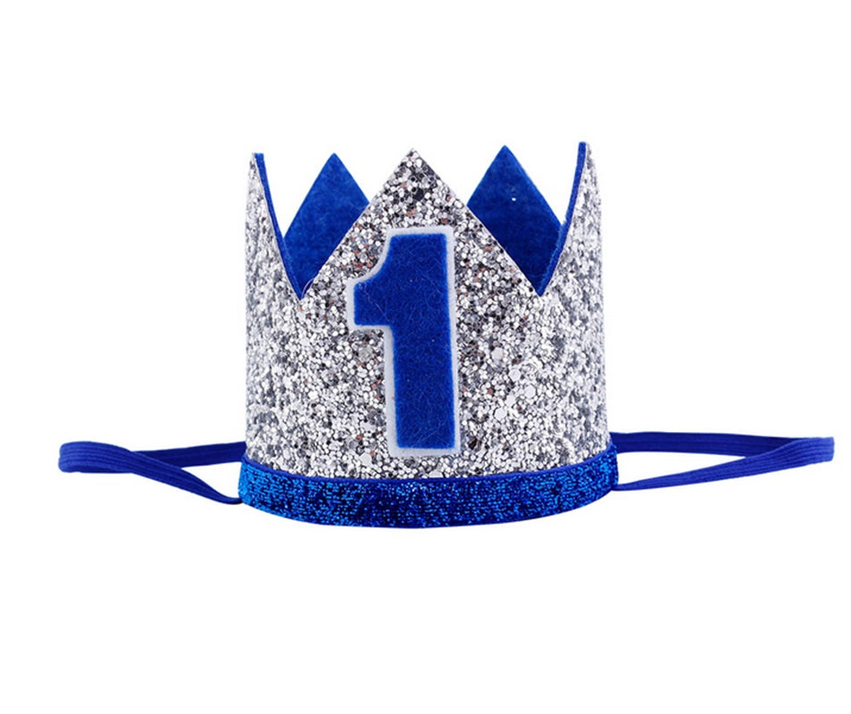 Spiksplinternieuw Jongens Eerste Verjaardag Zilver Blauw Crown Kids Gouden Blauw 1st TS-03