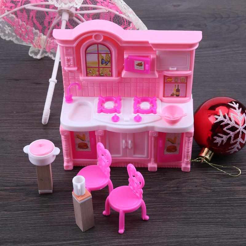 Poppenhuis Keuken Simulatie Barbie  Meubels Set  Eettafel 