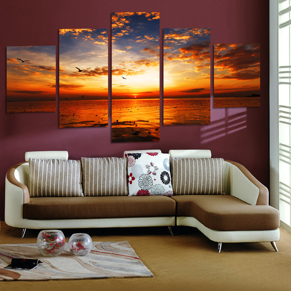 Nieuw 5 panelen Sea view canvas schilderij Interieur voor woonkamer FR-97