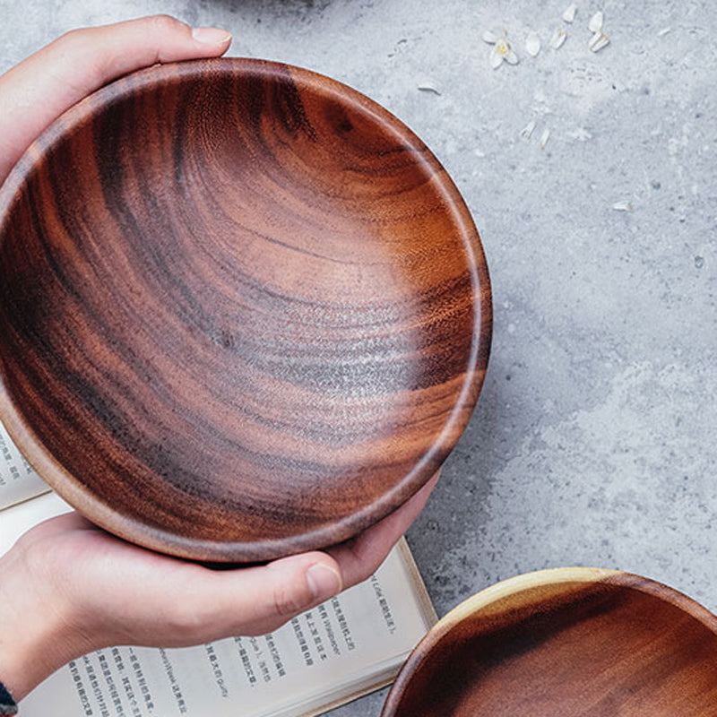 Handgemaakte Massief Hout Kom Grote Kleine Ronde Houten Kommen Salade Soep Eetkamer Kommen Plaat Houten Keukengerei Servies Grandado Com