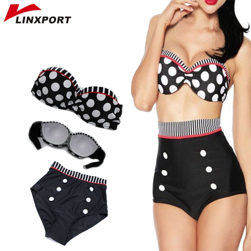 Wonderbaar Hoge Taille Bikini Set Dot Bikini 2018 Vrouwen Badmode Sexy Badpak BY-47