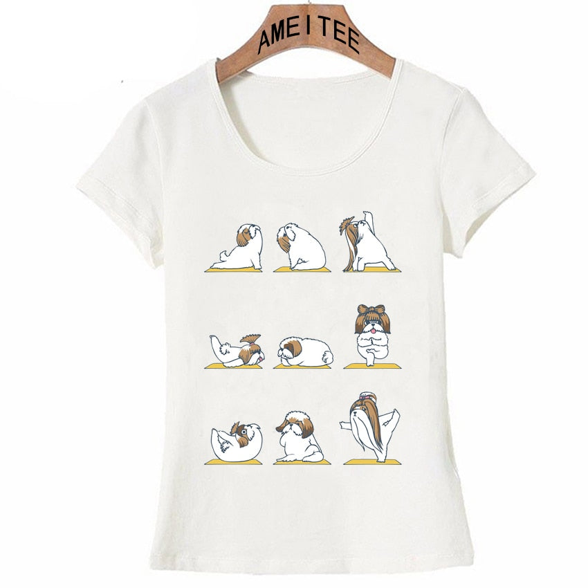 Nieuw mode Huisdier Shih Tzu Yoge mooie Yug Art t-shirt Leuke Vrouwen T YO-76