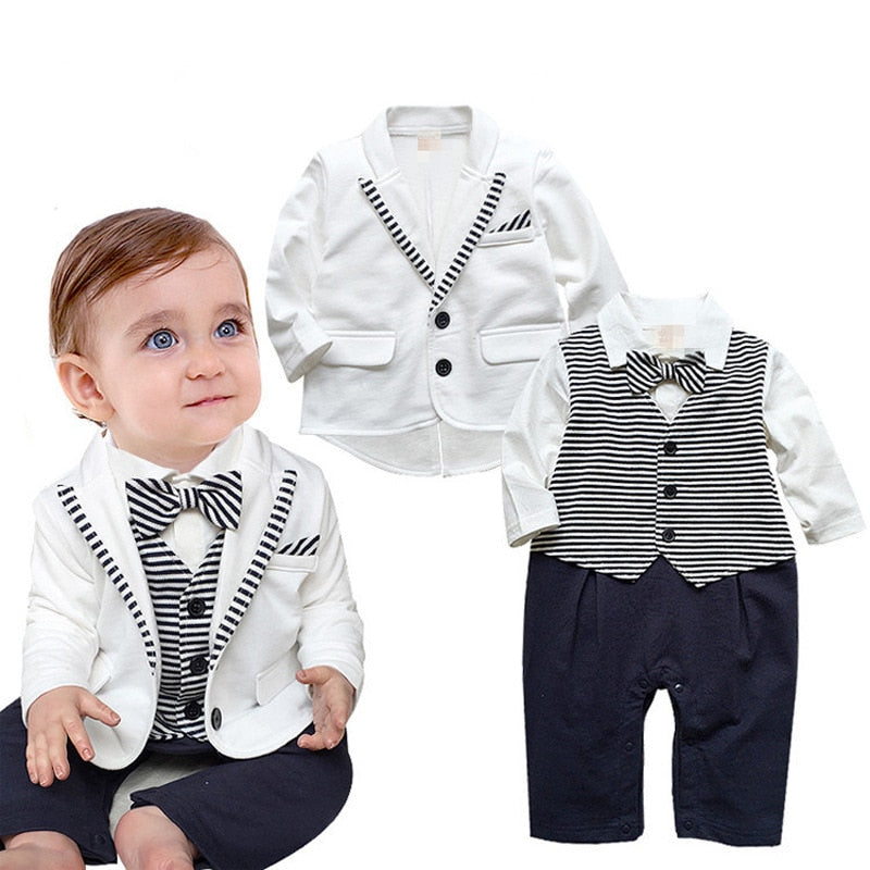 Nieuw Pasgeboren Baby Jongens Kleding Set Gentleman Gestreepte Stropdas ZS-43