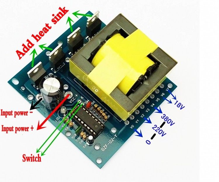 Bijgewerkt Dc Ac Converter 12 V Naar 2 V 380 V 18 V Ac 500 W Inverter Board Transformator Power Grandado Com