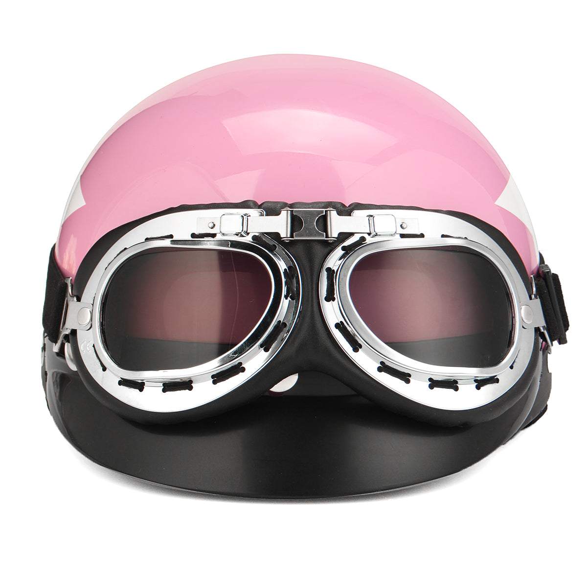 Retro roze  motorfiets half gezicht helm  Biker Scooter met 