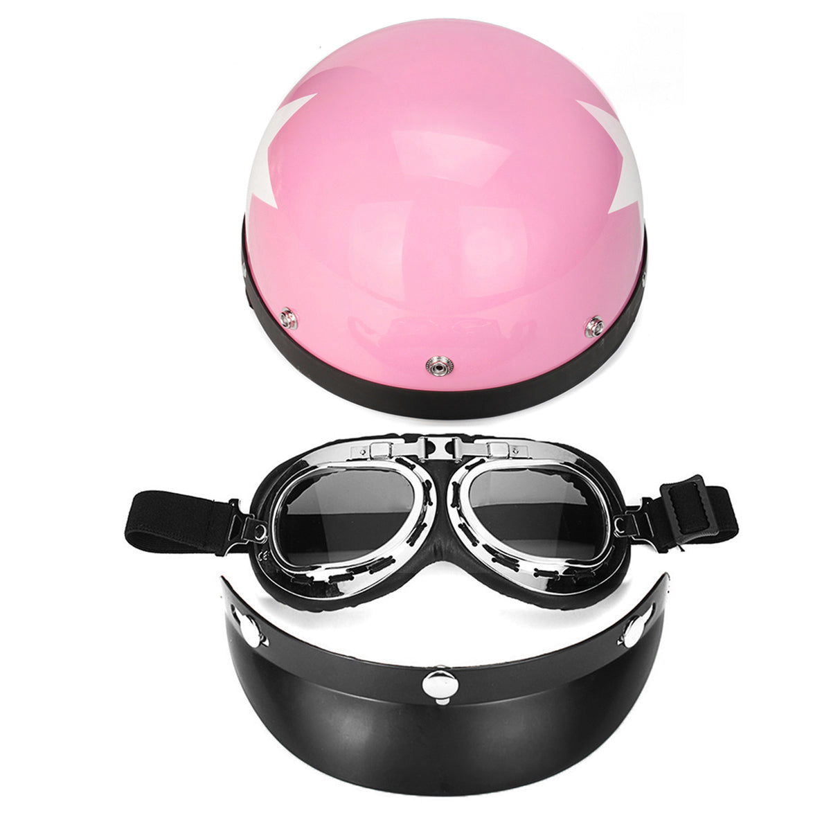 Retro roze  motorfiets half gezicht helm  Biker Scooter met 