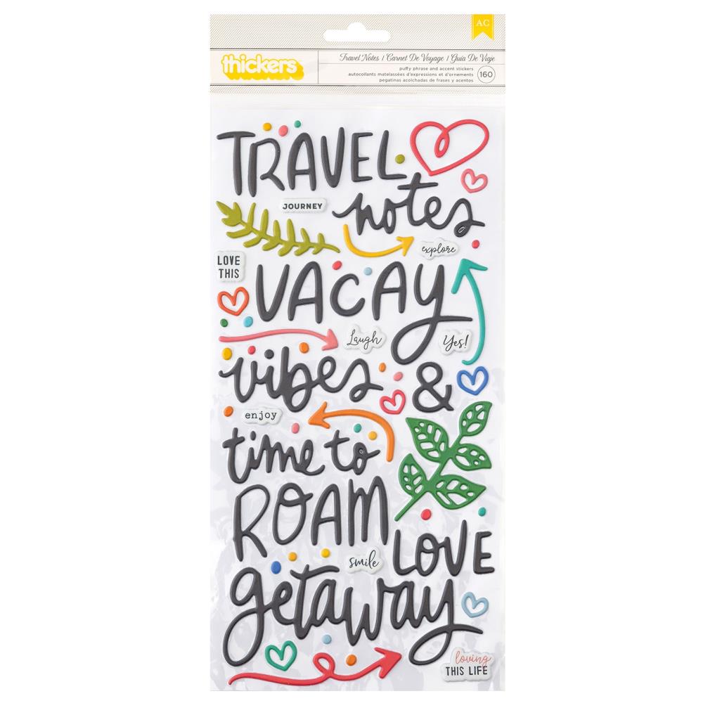 American Crafts Vicki Boutin Where To Next - Travel Notes Phrase Thick —  Papermaze