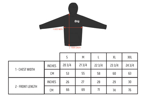 House of Gog - size chart - hoodie