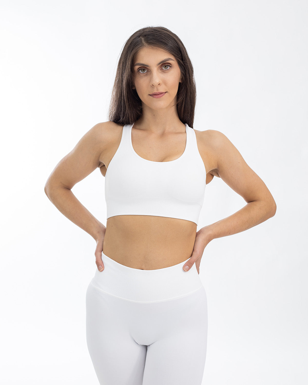 Open-Back Halter Sports Bra (White) – Fitness Fashioness