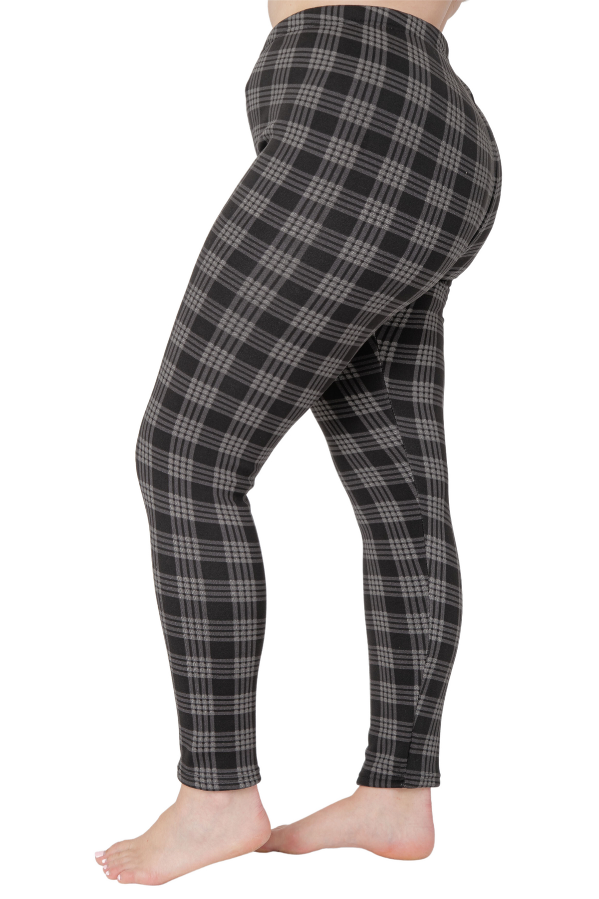 Light Grey Skinny Stretch Checkered Leggings, Leggings