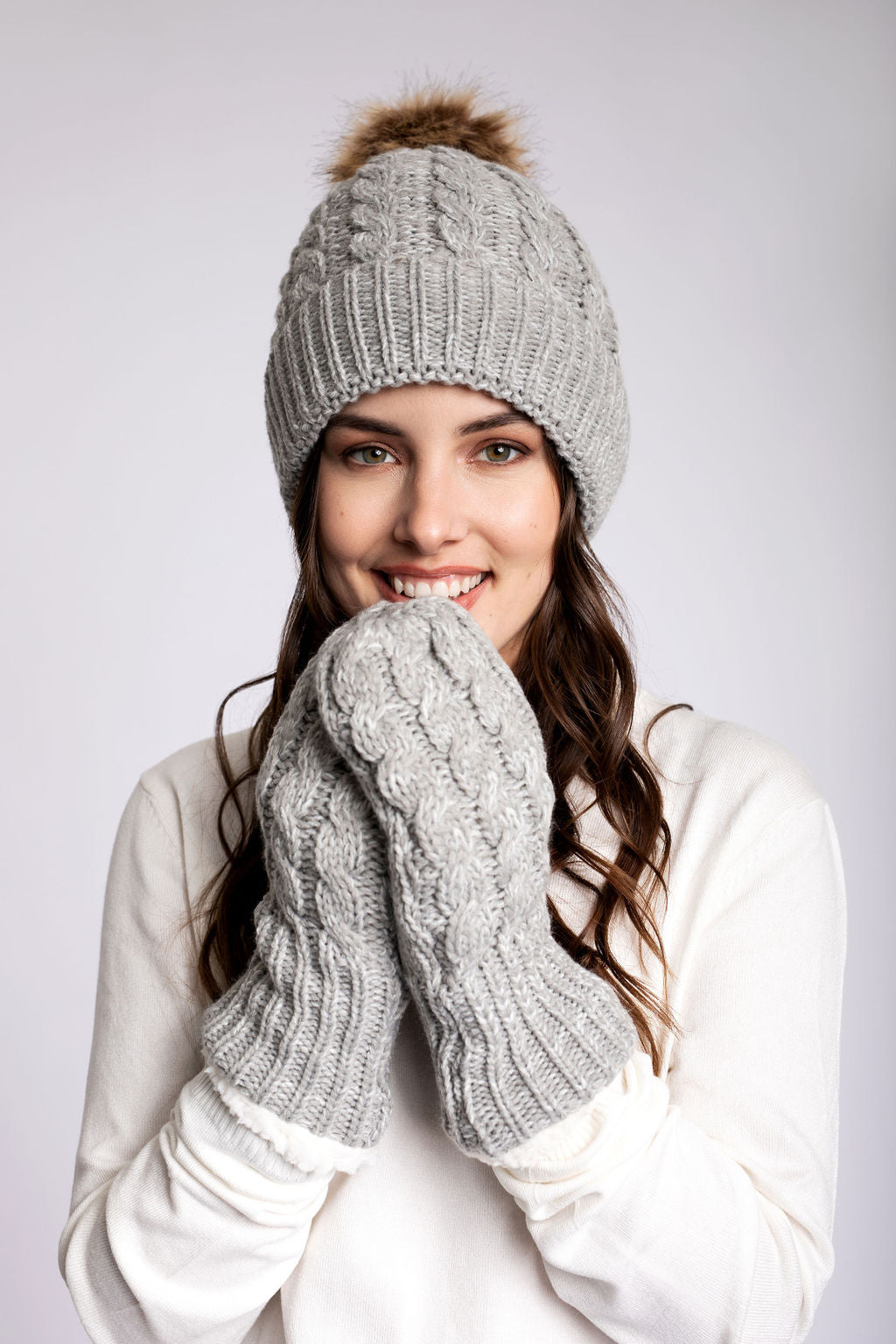 Just Cozy Knit Mittens and Hat Set - Super Comfy and Cozy Lined