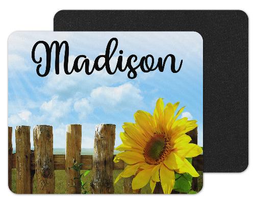 Fence with Sunflower Custom Personalized Mouse Pad - Sew Lucky Embroidery