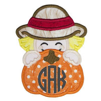 Scarecrow Pumpkin Peeker Monogrammed Patch - Sew Lucky Embroidery