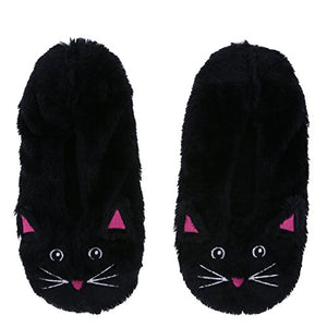 Girl Slipper Socks Black Cat With Ears 