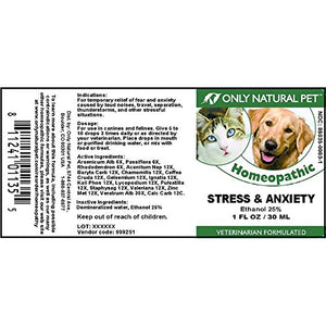 Stress & Anxiety Homeopathic Remedy by Only Natural Pet, 30 ML