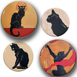 Round Le Chat Noir Black Cats Art Nouveau Magnet Set for Refrigerators  Edit alt text