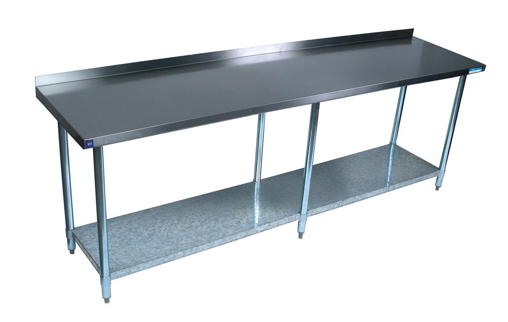 16GA Stainless Steel Flat Top Work Table, 24 Wide, Stainless Steel Legs &  Undershelf, (ST6-SSK)