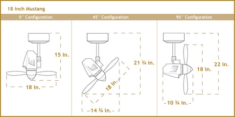 Dimensiones del ventilador oscilante Mustang de 18 pulgadas