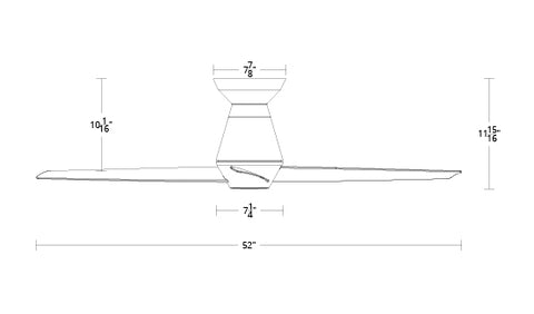 Dimensiones del ventilador de techo Slim Flush de 52 pulgadas de Modern Forms