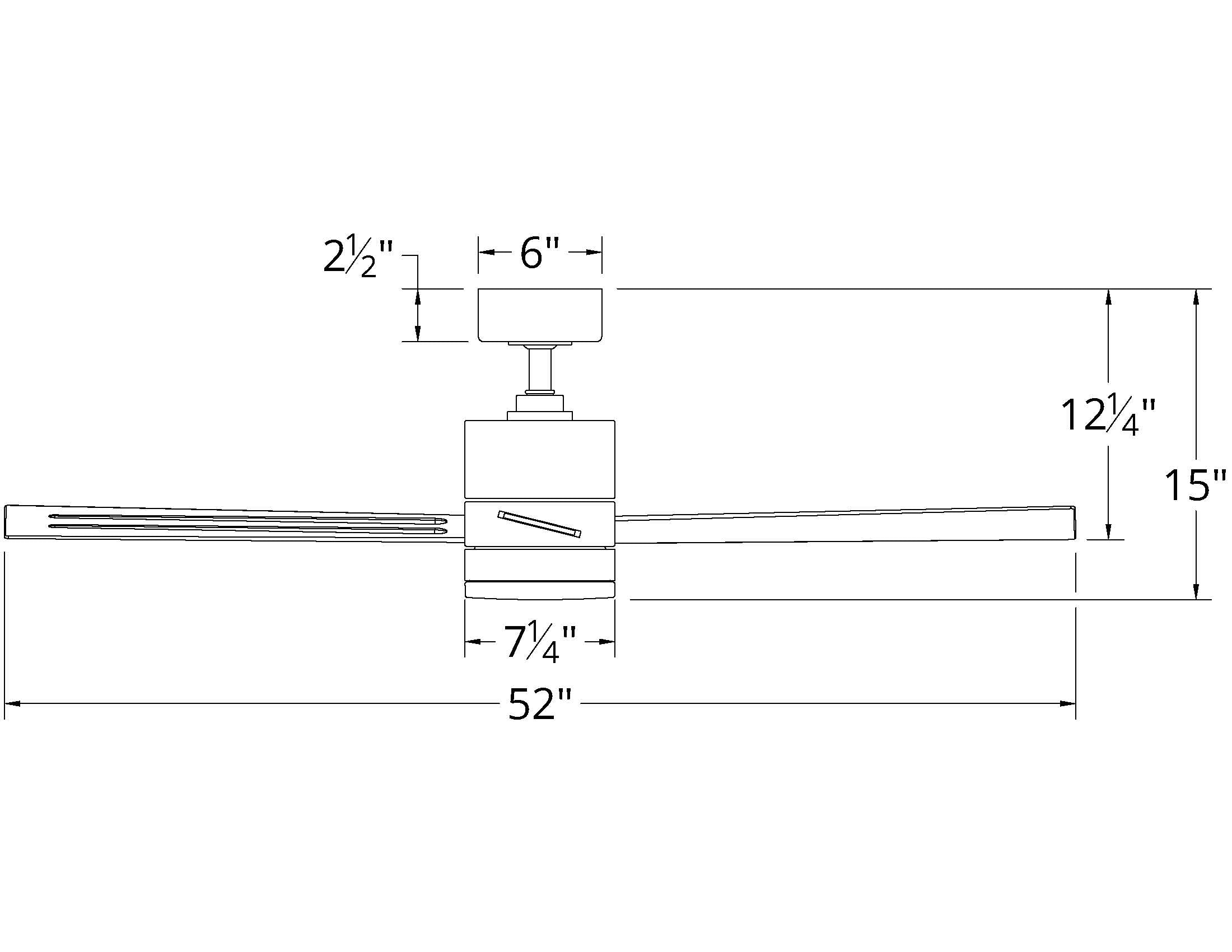 Dimensiones del ventilador de techo Axis de Modern Forms de 52 pulgadas