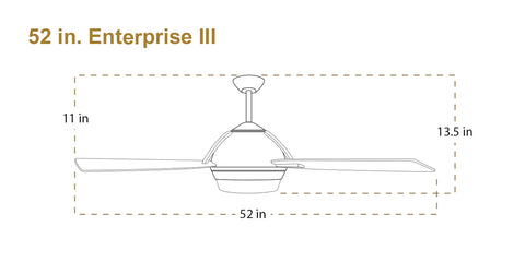 Dimensiones del ventilador de techo TroposAir Enterprise