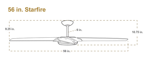 Dimensiones del ventilador de techo TroposAir Starfire