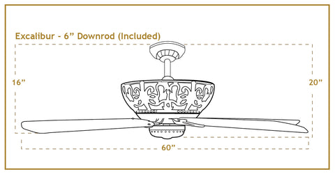 60 inch Excalibur ceiling fan dimensions